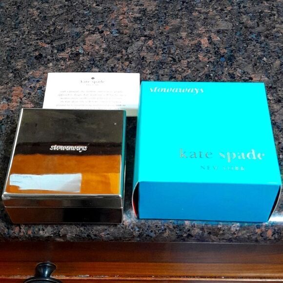 Kate Spade "Stowaways" Silver Covered Box...New.. - Picture 1 of 7